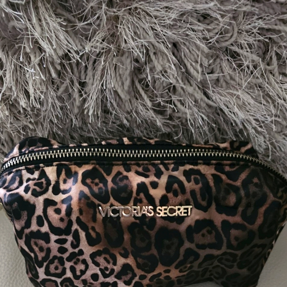 Victoria secret leopard print make up bag